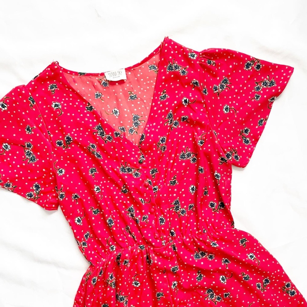 EXTRA 50% OFF! Sienna Sky Red Floral Romper - Picture 2 of 5
